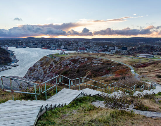 Sunset View from the top of Signal Hill National Historic Site. Taken in St. John's, Newfoundland, Canada