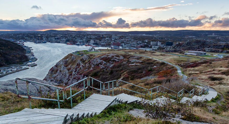 Sunset View from the top of Signal Hill National Historic Site. Taken in St. John's, Newfoundland, Canada