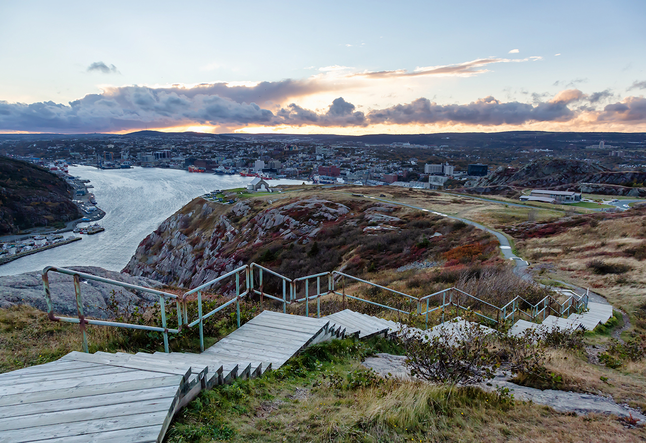 Sunset View from the top of Signal Hill National Historic Site. Taken in St. John's, Newfoundland, Canada